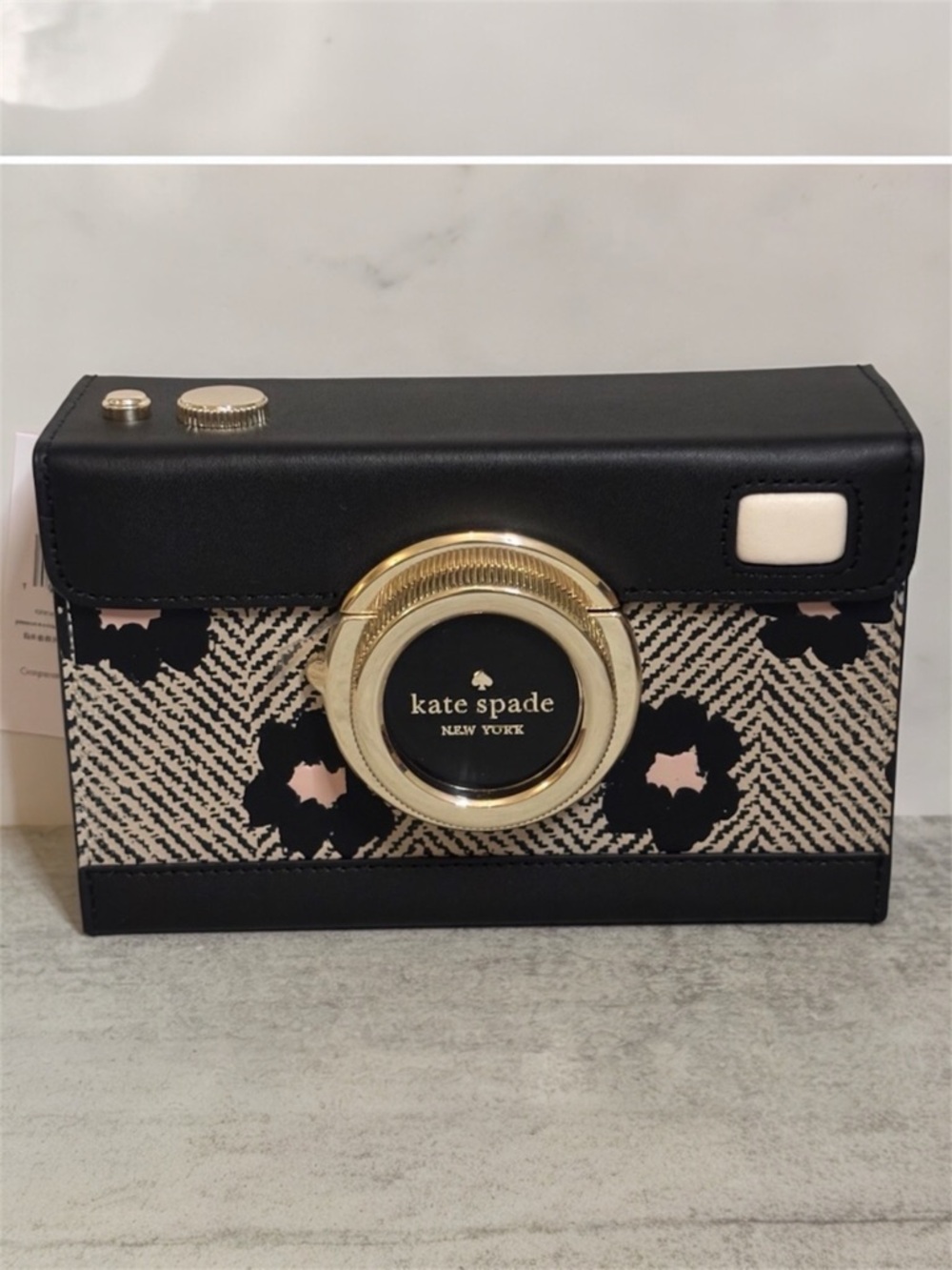 Kate Spade Oh Snap Herringbone Floral Camera Crossbody Bag
